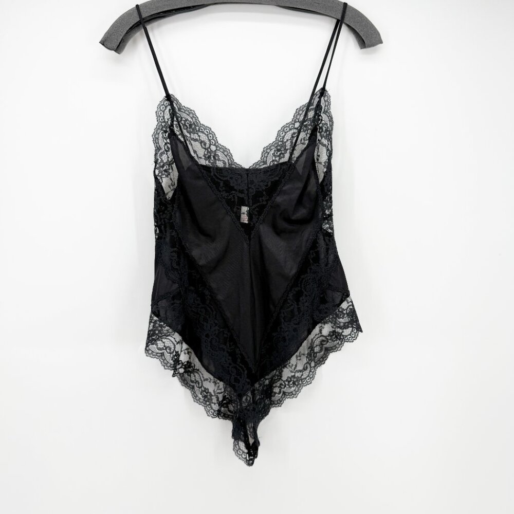 Ms Leslee Bodysuit Sexy Teddy Black Lace Spaghetti Strap Playsuit One Piece - Picture 9 of 10